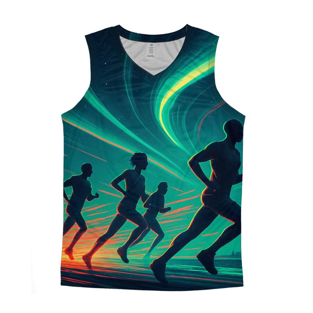 Neon Marathon Through Aurora custom tank tops