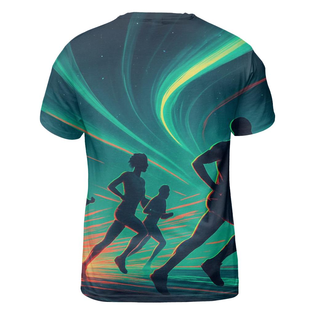 Neon Marathon Through Aurora custom all-over print shirts