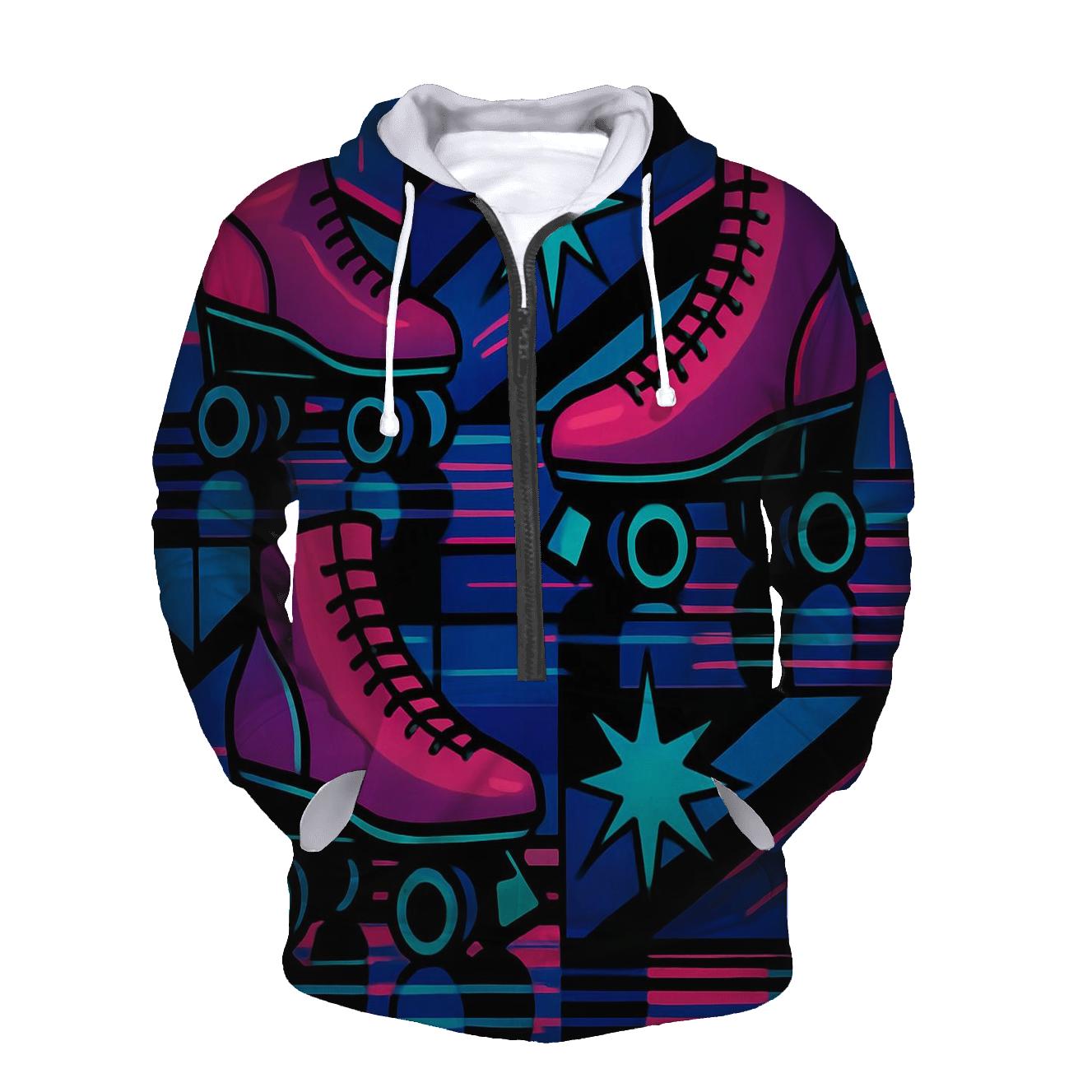 Neon Roller Rink Mosaic printed hoodies