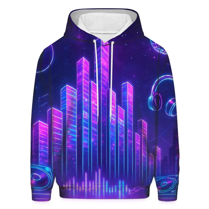 Neon Equalizer Skyline graphic hoodies