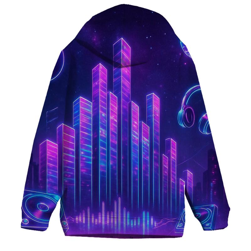Neon Equalizer Skyline graphic hoodies
