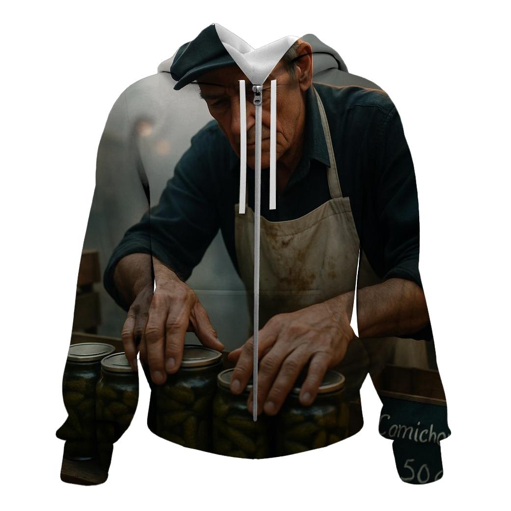 Cornichon Market Seller At Dawn graphic hoodies