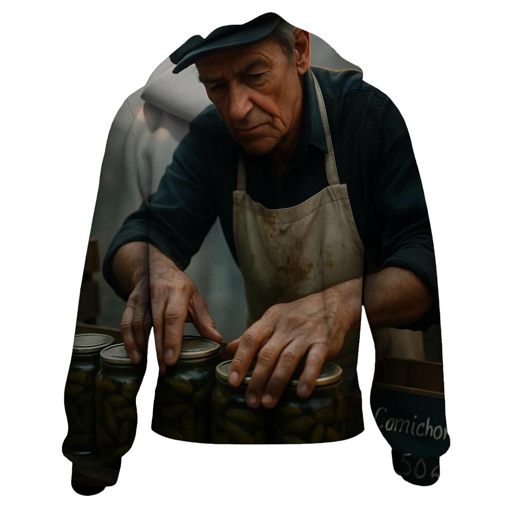 Cornichon Market Seller At Dawn graphic hoodies