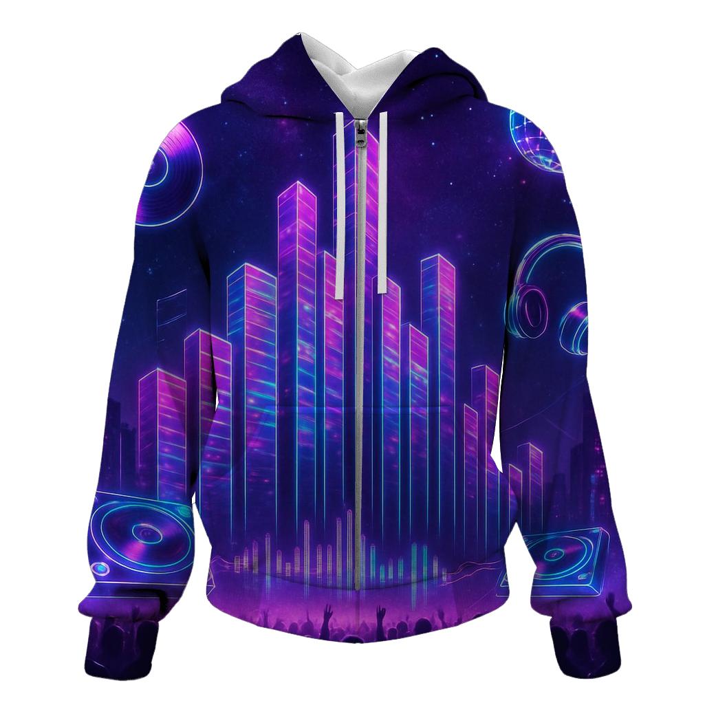 Neon Equalizer Skyline lightweight hoodies