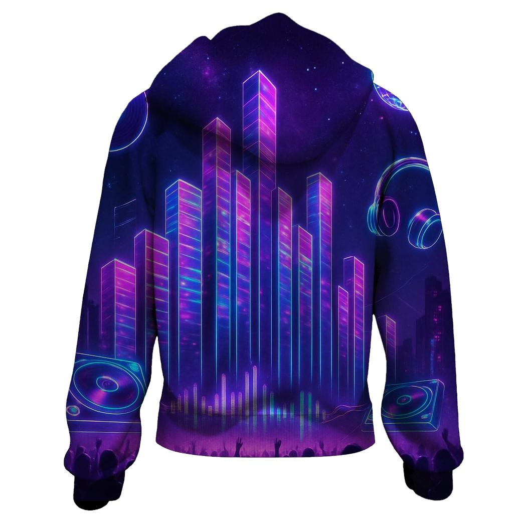 Neon Equalizer Skyline lightweight hoodies