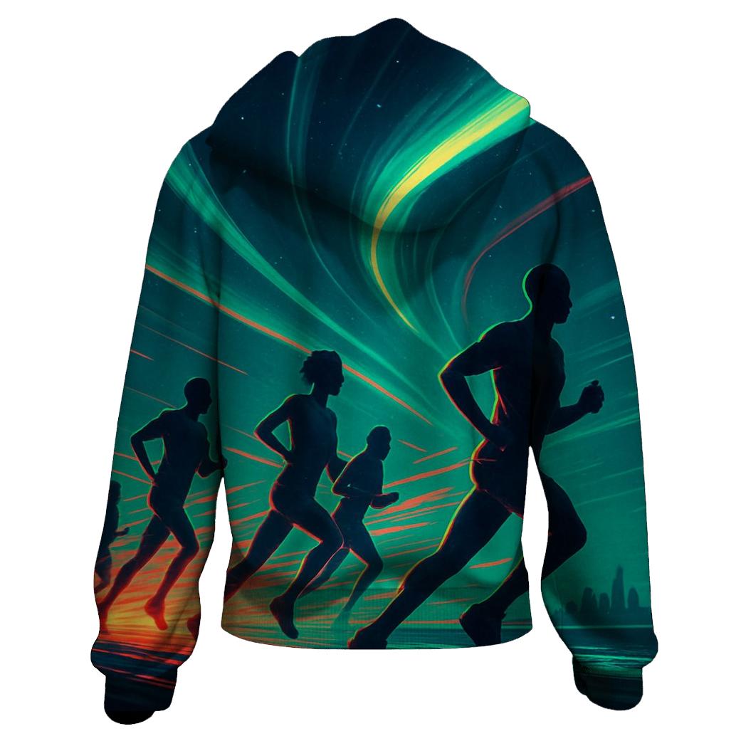 Neon Marathon Through Aurora hoodie trends