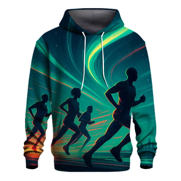 Neon Marathon Through Aurora hoodie styles