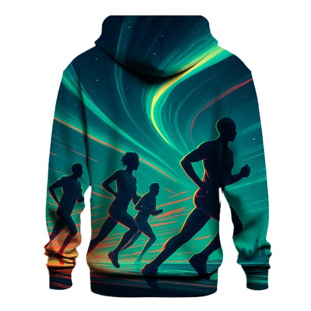 Neon Marathon Through Aurora hoodie styles