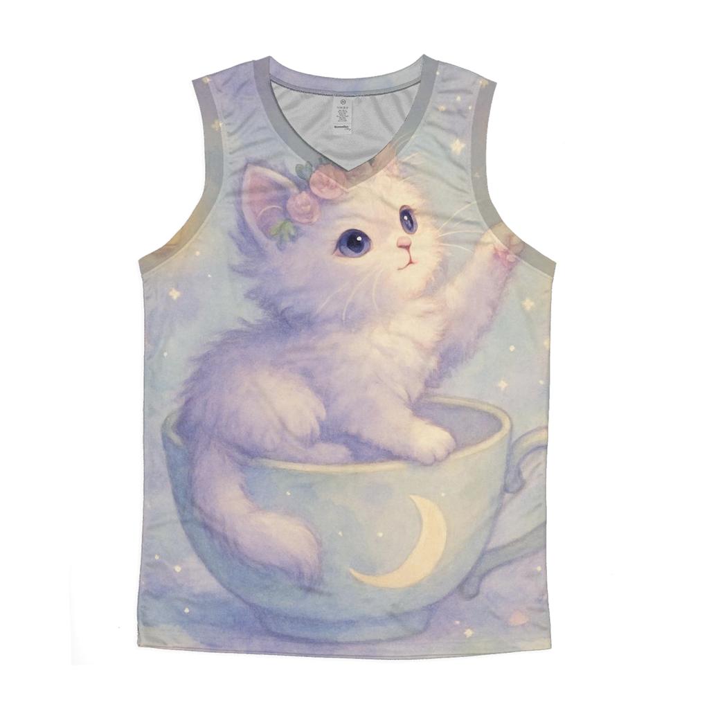 Moonlit Tea Party Cat sports performance tank tops