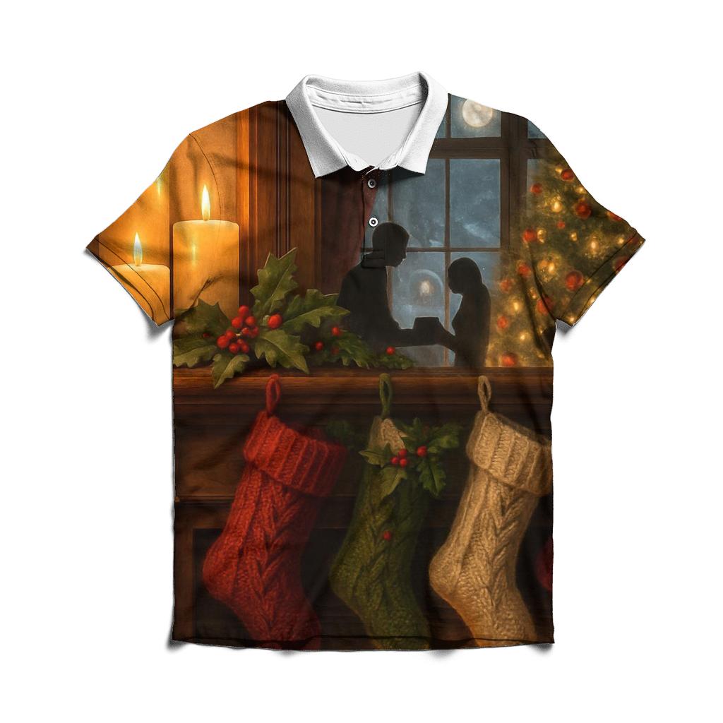 Midnight Carol By The Snowy Mantel premium cotton polo shirts