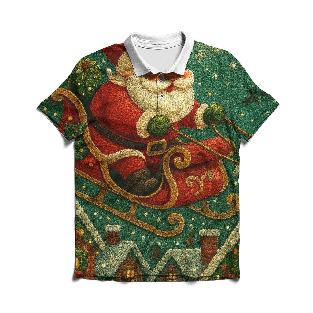 Santa Sleigh Skyline designer slim fit polos