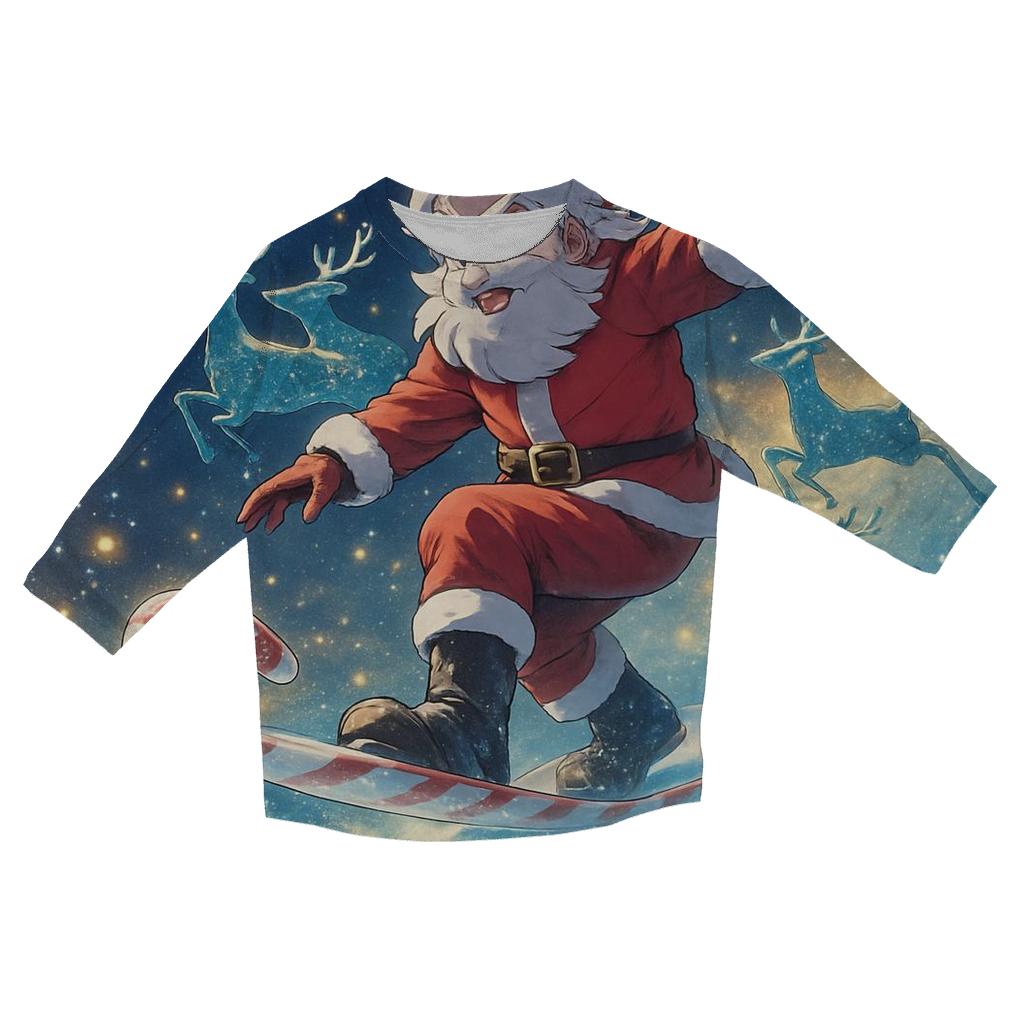 Starlit Surfing Santa trendy 3/4 sleeve tops