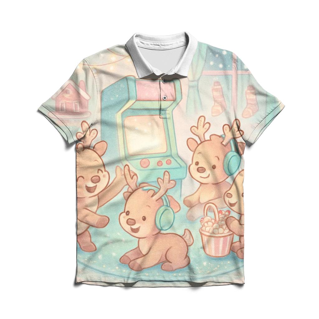 Reindeer Arcade Pajama Party custom polo shirts