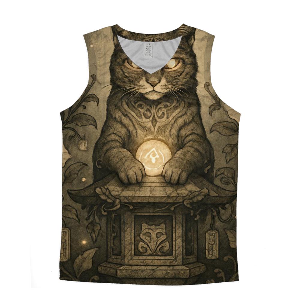 Mystic Garden Guardian Cat trendy fitted tank tops