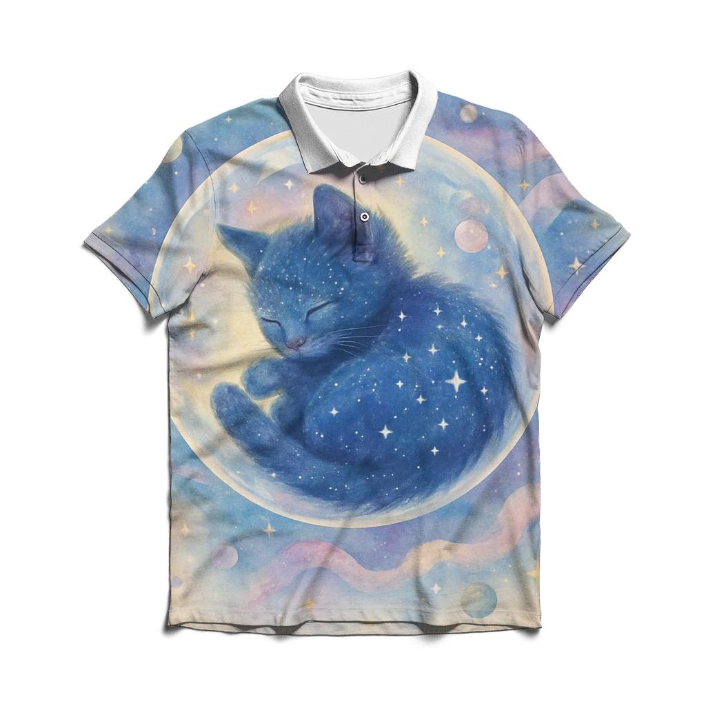 Galactic Dreamer Kitten embroidered polo tops