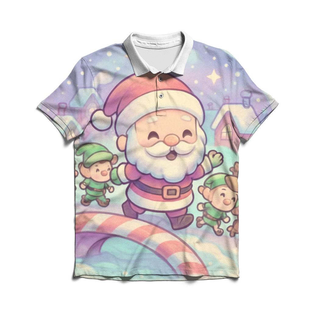 Snowbound Chibi Santa Parade premium cotton polo shirts