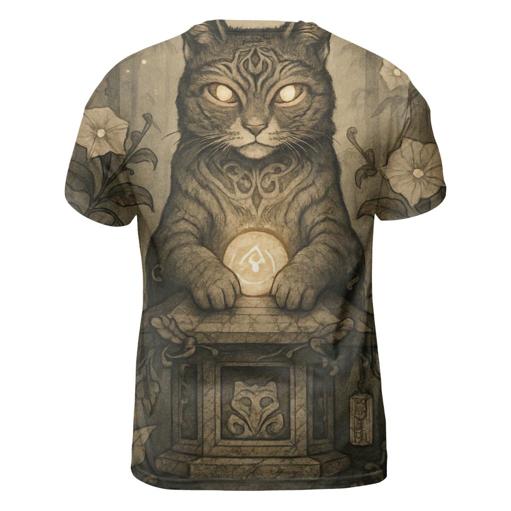 Mystic Garden Guardian Cat unique graphic print tees