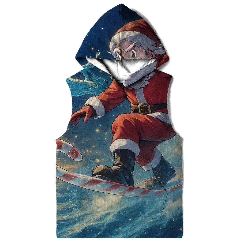Starlit Surfing Santa lightweight hoodies