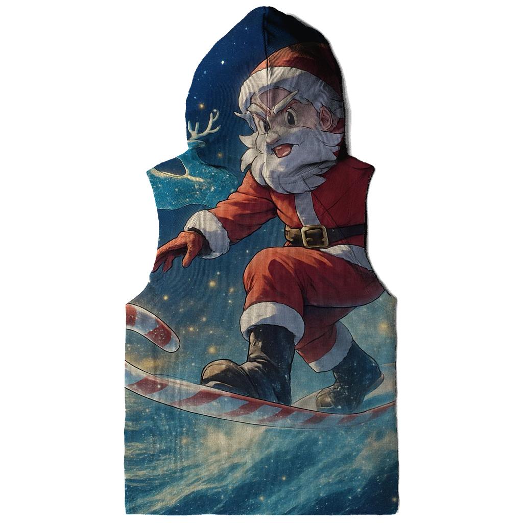 Starlit Surfing Santa lightweight hoodies