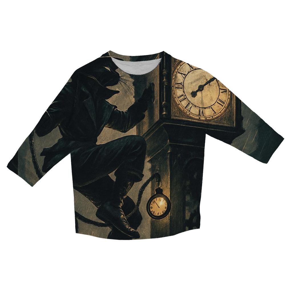 Clocktower Cat Burglar printed three quarter sleeve shirts