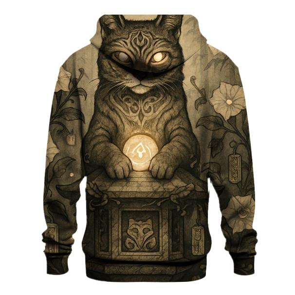 Mystic Garden Guardian Cat heavyweight hoodies