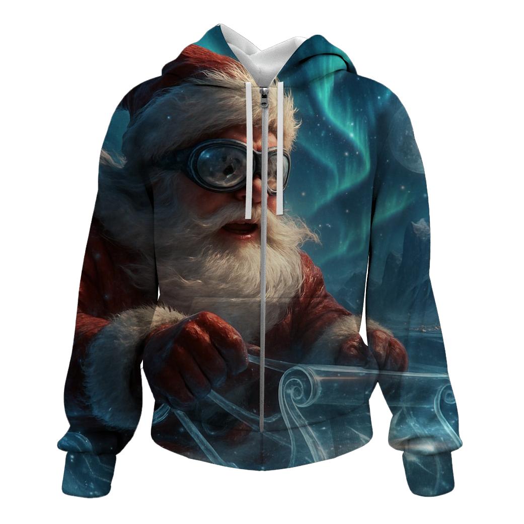 Aurora Sleigh Rider Santa printed hoodies