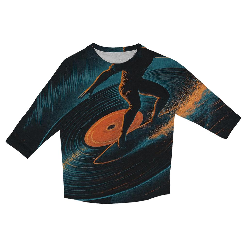 Orbiting Vinyl Surfer personalized 3/4 sleeve tees
