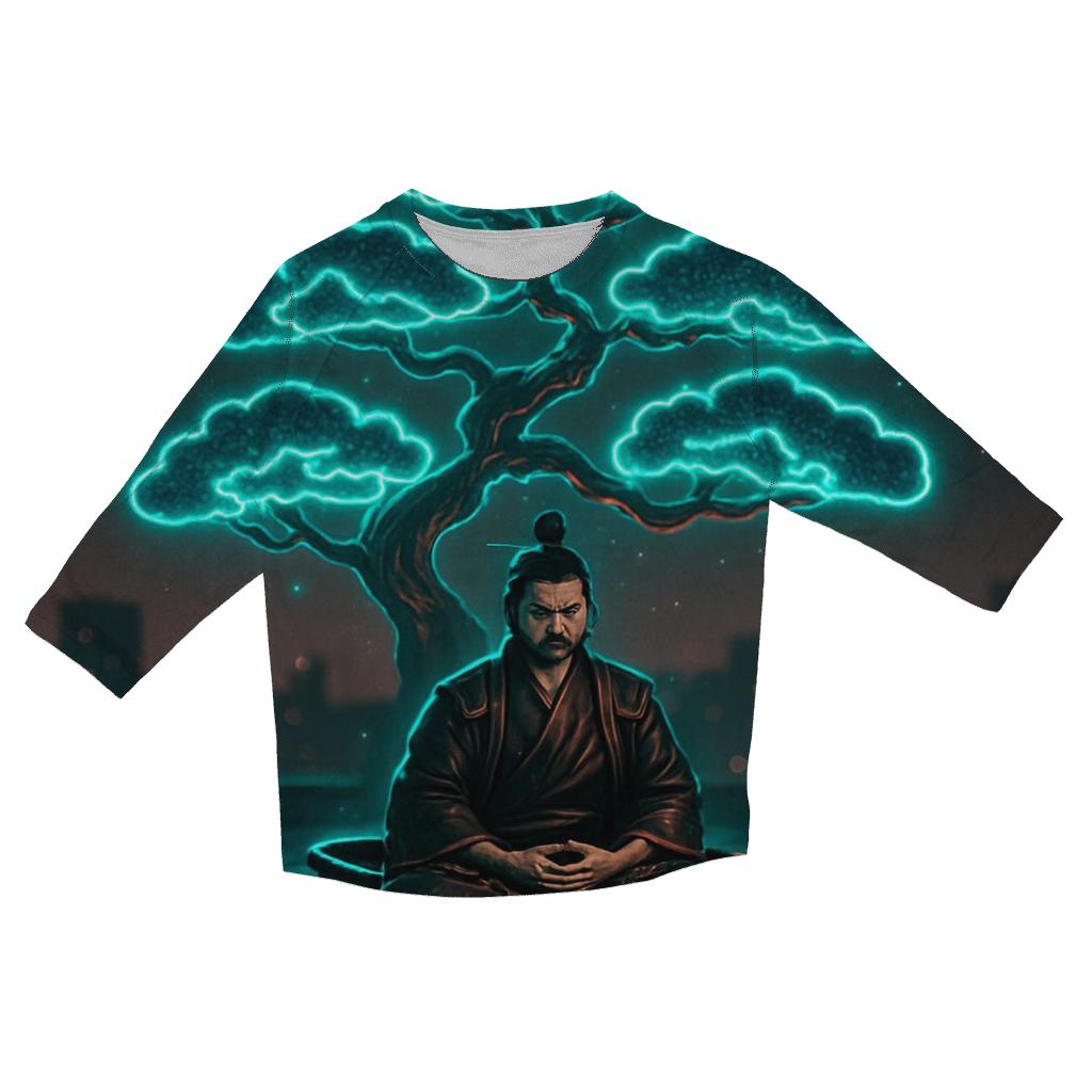 Neon Bonsai Samurai printed three quarter sleeve shirts