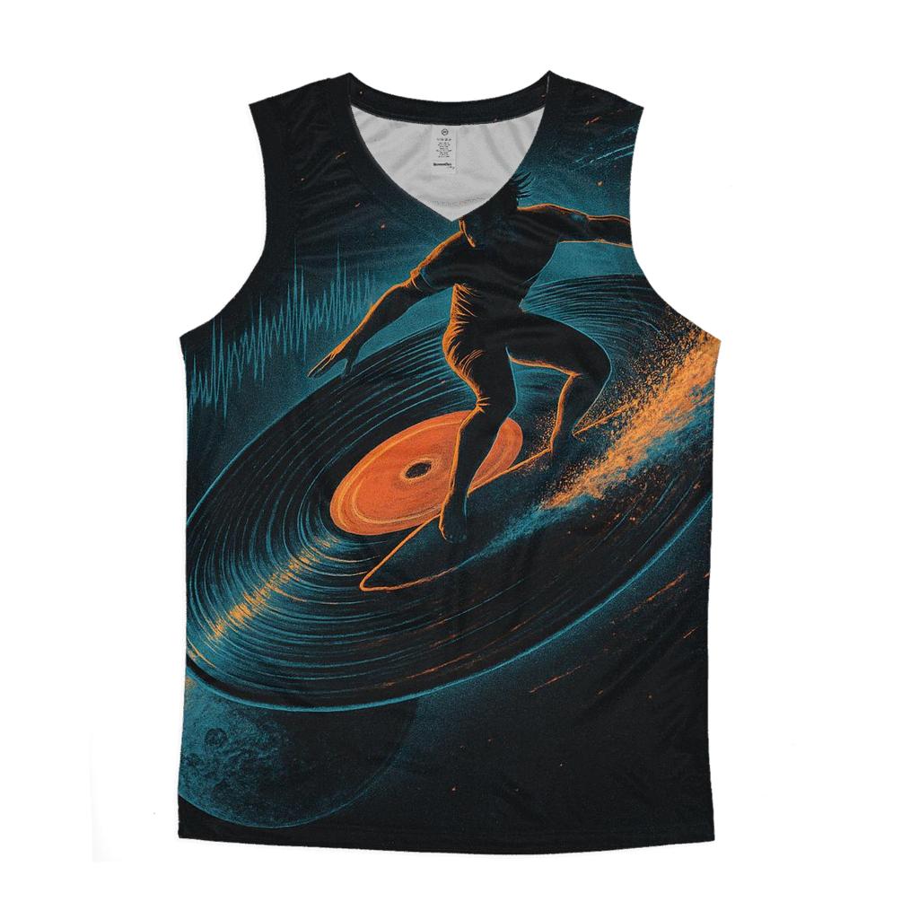 Orbiting Vinyl Surfer personalized athletic tanks