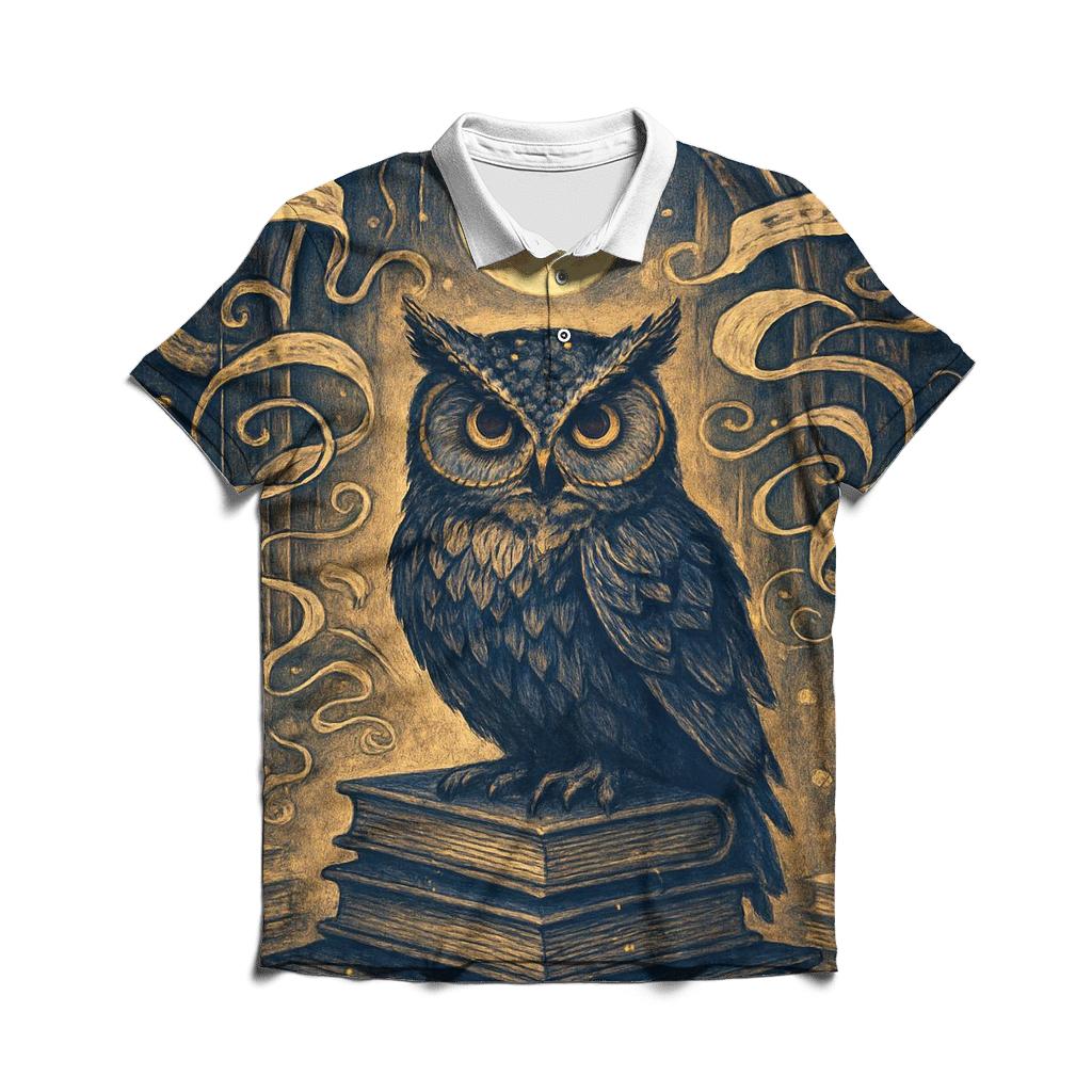 Midnight Library Owl casual sports polo shirts