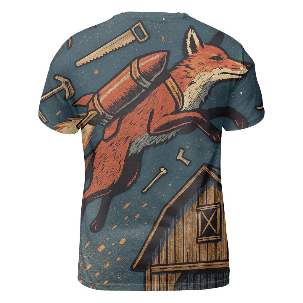 Rustic Rocket Fox vibrant all-over design tees