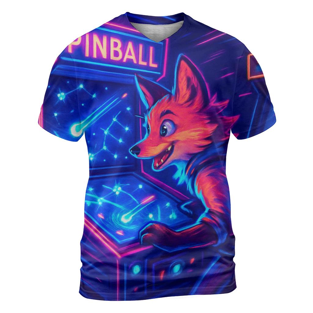 Celestial Arcade Fox vibrant all-over design tees