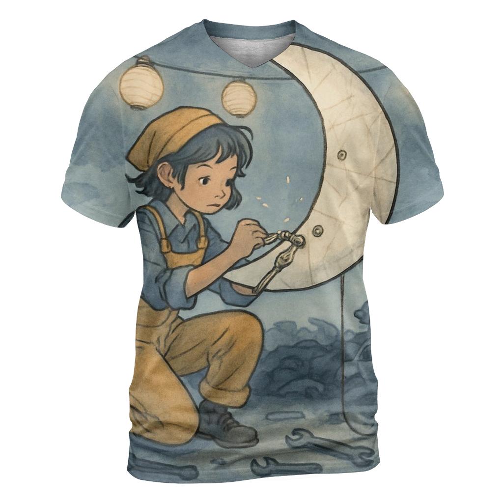 Paper Moon Mechanic vibrant all-over design tees