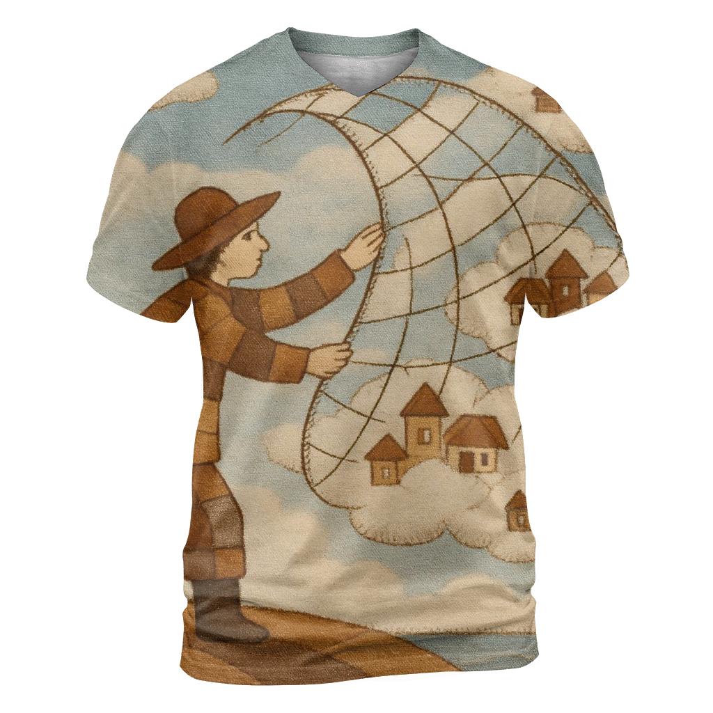 Stitched Sky Fisherman statement graphic shirts