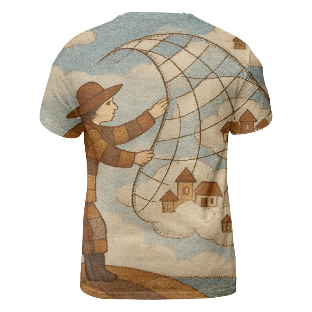 Stitched Sky Fisherman statement graphic shirts