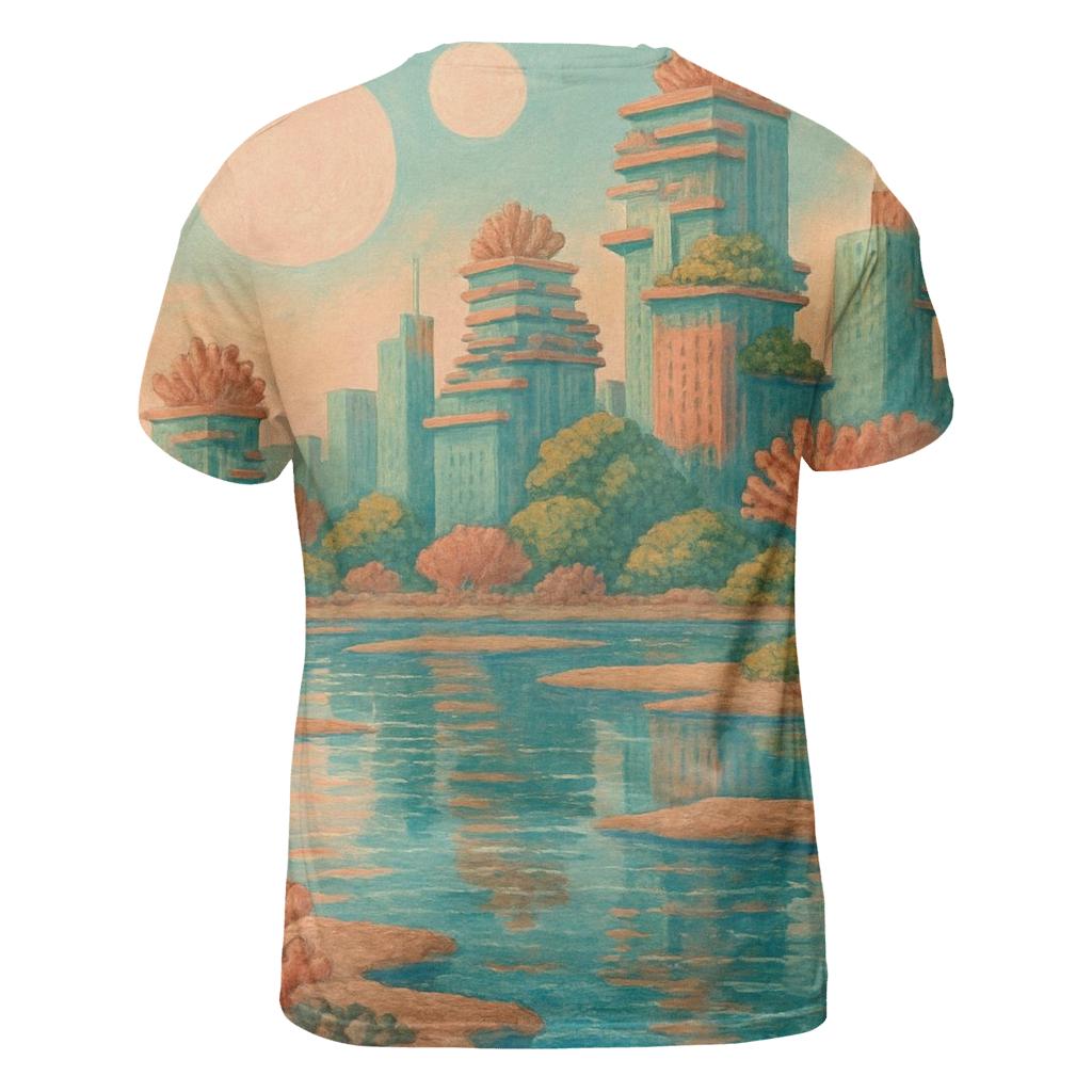Coral City Rooftop creative print fashion shirts