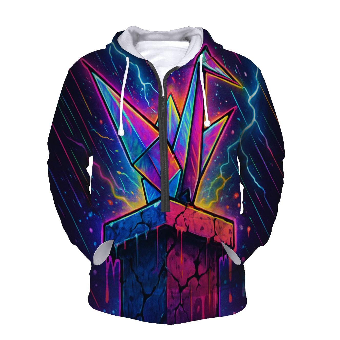 Neon Paper Crane pullover hoodies