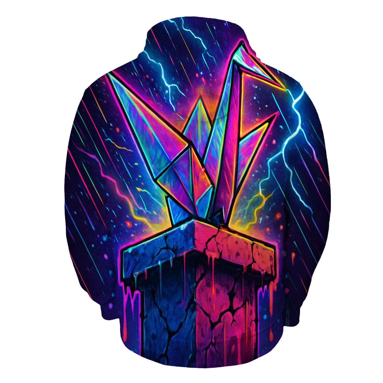 Neon Paper Crane pullover hoodies