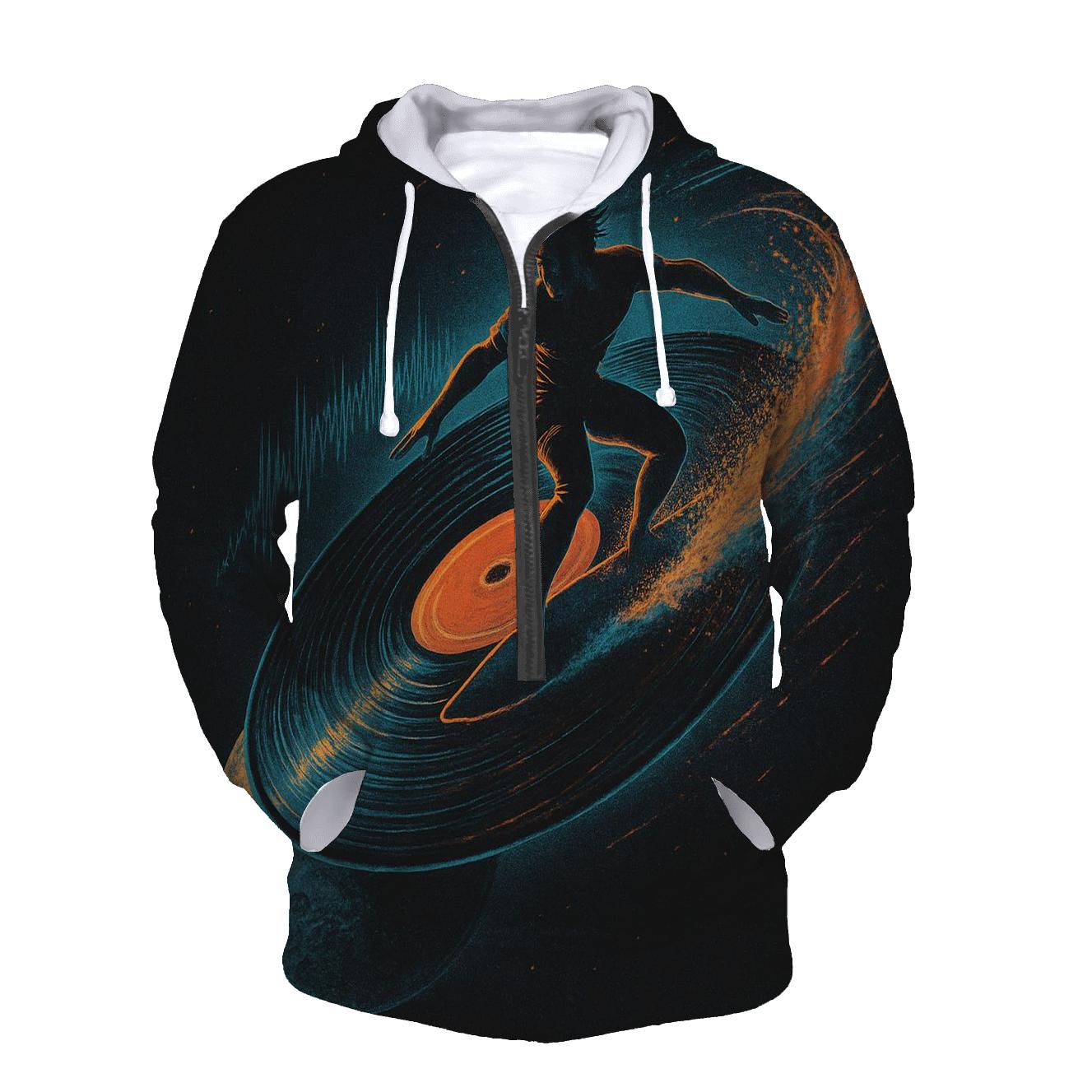 Orbiting Vinyl Surfer zip-up hoodies