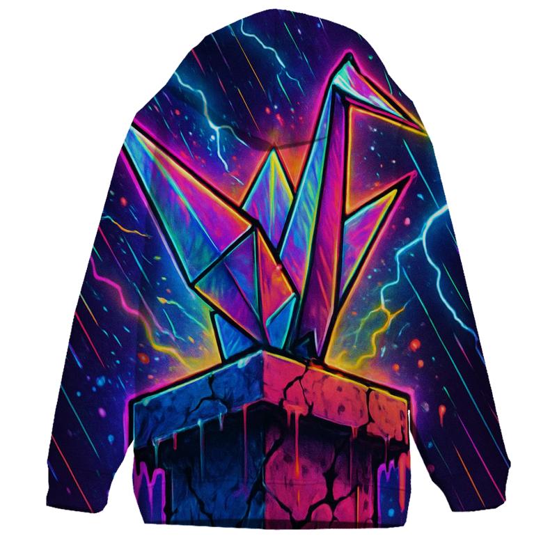 Neon Paper Crane printed hoodies