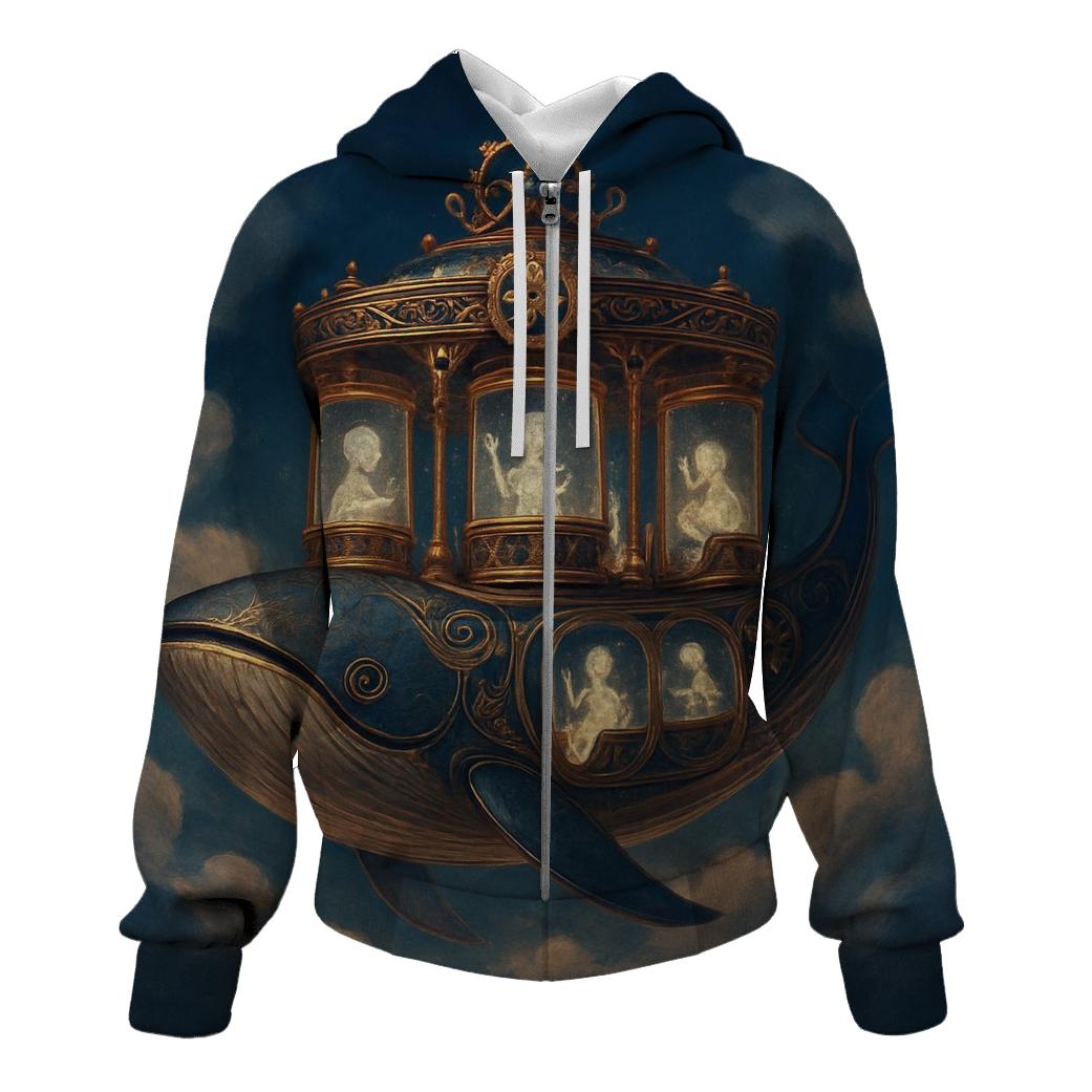 Clockwork Carousel Whale zip-up hoodies