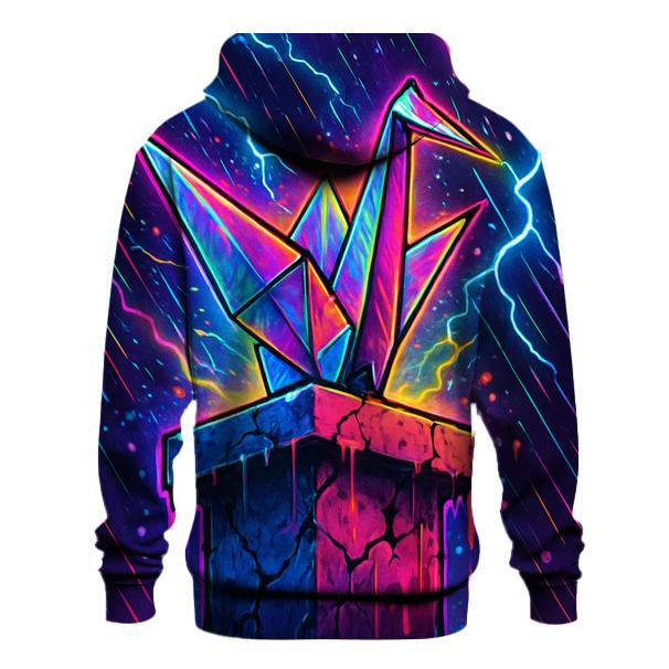 Neon Paper Crane hoodie styles