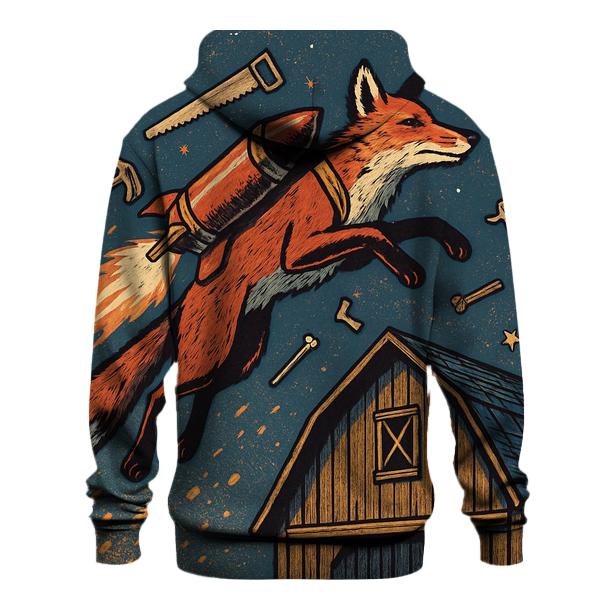 Rustic Rocket Fox embroidered hoodies