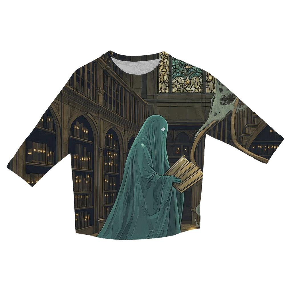 Ghost Librarian Of Hollow Stacks designer 3/4 sleeve blouses