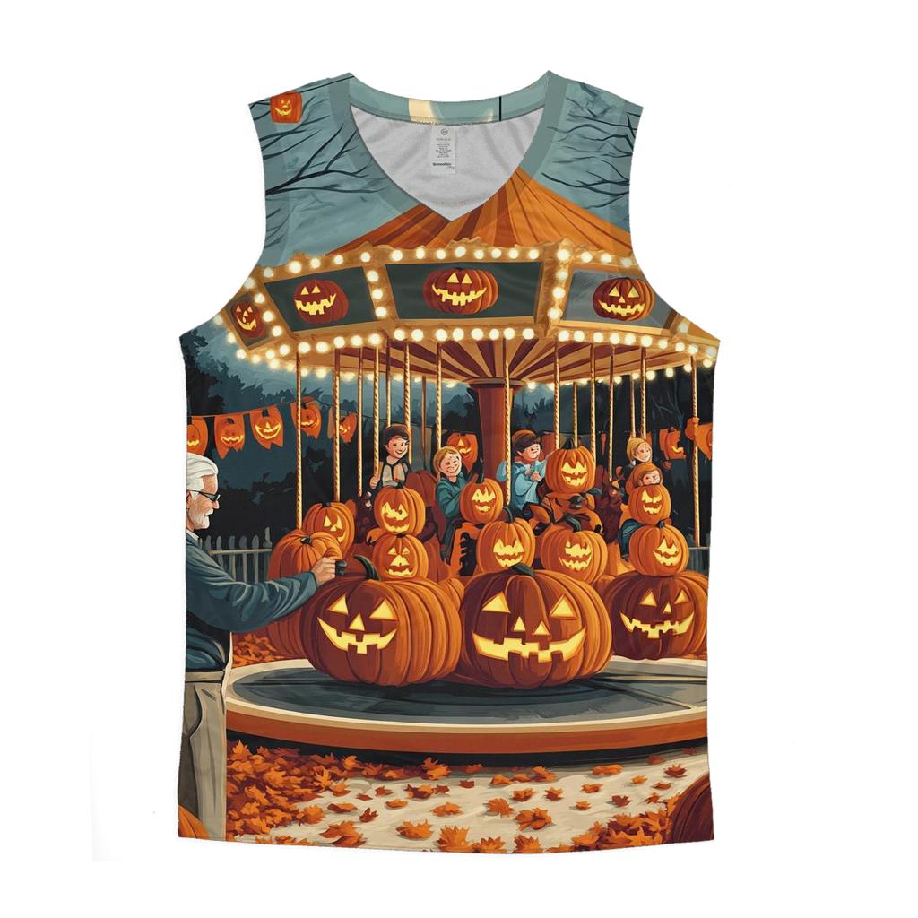 Midnight Pumpkin Carousel personalized athletic tanks