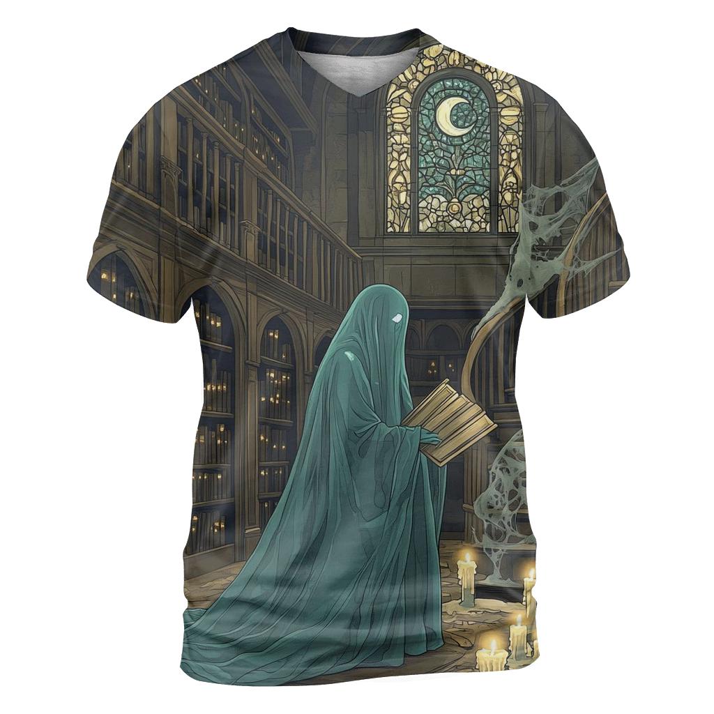 Ghost Librarian Of Hollow Stacks artistic all-over print tops