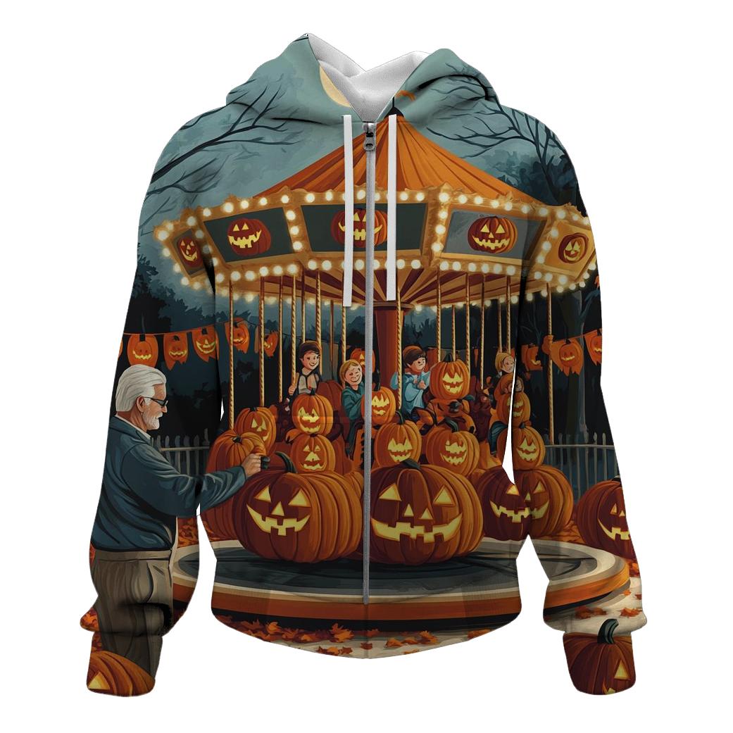 Midnight Pumpkin Carousel printed hoodies
