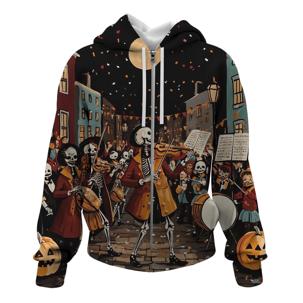Skeleton Street Musician Parade pullover hoodies