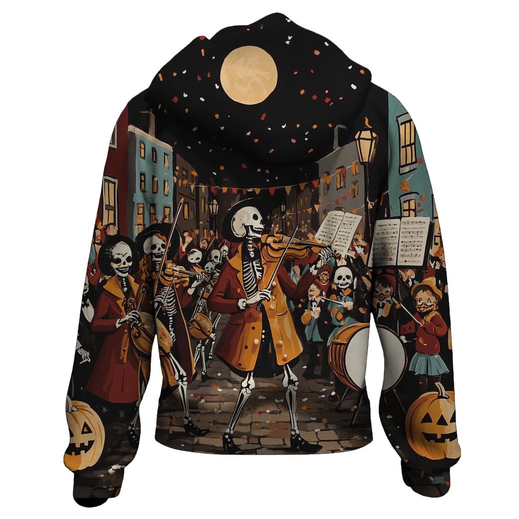 Skeleton Street Musician Parade pullover hoodies