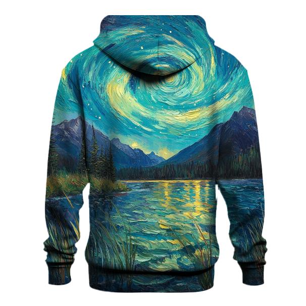 Van Gogh Inspired Aurora Over Mountain Lake zip-up hoodies